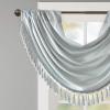 Madison Park Elena Waterfall Embellished Rod Pocket Valance , Faux Silk Valances for Window , 38X46″ , Bronze(Dusty Aqua)