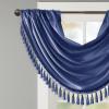 Madison Park Elena Waterfall Embellished Rod Pocket Valance , Faux Silk Valances for Window , 38X46″ , Bronze(Navy)