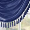 Madison Park Elena Waterfall Embellished Rod Pocket Valance , Faux Silk Valances for Window , 38X46″ , Bronze(Navy)