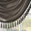 Madison Park Elena Waterfall Embellished Rod Pocket Valance , Faux Silk Valances for Window , 38X46″ , Bronze(Pewter)