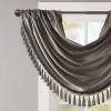 Madison Park Elena Waterfall Embellished Rod Pocket Valance , Faux Silk Valances for Window , 38X46″ , Bronze(Pewter)