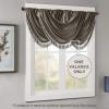 Madison Park Elena Waterfall Embellished Rod Pocket Valance , Faux Silk Valances for Window , 38X46″ , Bronze(Pewter)