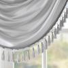 Madison Park Elena Waterfall Embellished Rod Pocket Valance , Faux Silk Valances for Window , 38X46″ , Bronze(Silver)