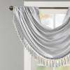 Madison Park Elena Waterfall Embellished Rod Pocket Valance , Faux Silk Valances for Window , 38X46″ , Bronze(Silver)