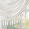 Madison Park Elena Waterfall Embellished Rod Pocket Valance , Faux Silk Valances for Window , 38X46″ , Bronze(White)