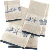 Madison Park Embroidered Cotton Jacquard 6 Piece Towel Set MP73-4967, Blue