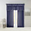 Madison Park Emilia Faux Silk Valance, DIY Twist Tab Top Finish with Beads, Window Valance Curtain for Living Room, Bedroom and Dorm, 26″L x 50″W, Blush(Navy)