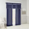 Madison Park Emilia Faux Silk Valance, DIY Twist Tab Top Finish with Beads, Window Valance Curtain for Living Room, Bedroom and Dorm, 26″L x 50″W, Blush(Navy)