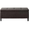 Madison Park Entryway Accent Bench for Living Room Flip Top Storage Chest, Shandra Tufted Top Upholstered Storage Bench End of Bed for Bedroom Furniture, Indoor Seating, 49″Wide, Blue(Charcoal)