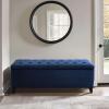Madison Park Entryway Accent Bench for Living Room Flip Top Storage Chest, Shandra Tufted Top Upholstered Storage Bench End of Bed for Bedroom Furniture, Indoor Seating, 49″Wide, Blue(Navy)