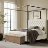 Madison Park Entryway Accent Bench for Living Room Flip Top Storage Chest, Shandra Tufted Top Upholstered Storage Bench End of Bed for Bedroom Furniture, Indoor Seating, 49″Wide, Blue(Sand)