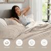 Madison Park Essentials Striped Comforter Set Queen, 7 Pieces Modern Minimalist Jacquard Bedding Set for All Season, Bed in A Bag with Sheet Set and Soft Brushed Reverse, Lightweight White(Neutral)