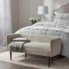Madison Park Farrah Entryway Accent Bench with Curved Backrest, 8.75″ Cushion Seating Bench for Living Room, Compact Bed End Bench with Solid Wood Legs & Soft Poly Velvet Uplhostery, 49″ W, Cream
