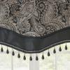 Madison Park Faux Silk Paisley Jacquard, Rod Pocket Curtain with Privacy Lining for Living Room, Kitchen, Bedroom and Dorm, 50 in x 18 in, Black Bead Trim(Black Bead Trim Valance)