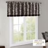 Madison Park Faux Silk Paisley Jacquard, Rod Pocket Curtain with Privacy Lining for Living Room, Kitchen, Bedroom and Dorm, 50 in x 18 in, Black Bead Trim(Black Bead Trim Valance)
