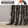 Madison Park Faux Silk Paisley Jacquard, Rod Pocket Curtain with Privacy Lining for Living Room, Kitchen, Bedroom and Dorm, 50 in x 18 in, Black Bead Trim(Black Panel Pair)