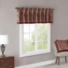 Madison Park Faux Silk Paisley Jacquard, Rod Pocket Curtain with Privacy Lining for Living Room, Kitchen, Bedroom and Dorm, 50 in x 18 in, Black Bead Trim(Burgundy Valance)