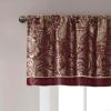 Madison Park Faux Silk Paisley Jacquard, Rod Pocket Curtain with Privacy Lining for Living Room, Kitchen, Bedroom and Dorm, 50 in x 18 in, Black Bead Trim(Burgundy Valance)