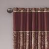 Madison Park Faux Silk Paisley Jacquard, Rod Pocket Curtain with Privacy Lining for Living Room, Kitchen, Bedroom and Dorm, 50 in x 18 in, Black Bead Trim(Burgundy Panel Pair)