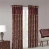 Madison Park Faux Silk Paisley Jacquard, Rod Pocket Curtain with Privacy Lining for Living Room, Kitchen, Bedroom and Dorm, 50 in x 18 in, Black Bead Trim(Burgundy Panel Pair)