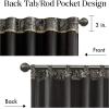 Madison Park Faux Silk Paisley Jacquard, Rod Pocket Curtain with Privacy Lining for Living Room, Kitchen, Bedroom and Dorm, 50 in x 18 in, Black Bead Trim(Black Panel Pair)