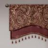 Madison Park Faux Silk Paisley Jacquard, Rod Pocket Curtain with Privacy Lining for Living Room, Kitchen, Bedroom and Dorm, 50 in x 18 in, Black Bead Trim(Burgundy Bead Trim Valance)