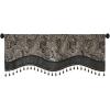 Madison Park Faux Silk Paisley Jacquard, Rod Pocket Curtain with Privacy Lining for Living Room, Kitchen, Bedroom and Dorm, 50 in x 18 in, Black Bead Trim(Black Bead Trim Valance)