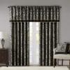 Madison Park Faux Silk Paisley Jacquard, Rod Pocket Curtain with Privacy Lining for Living Room, Kitchen, Bedroom and Dorm, 50 in x 18 in, Black Bead Trim(Black Valance)