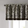 Madison Park Faux Silk Paisley Jacquard, Rod Pocket Curtain with Privacy Lining for Living Room, Kitchen, Bedroom and Dorm, 50 in x 18 in, Black Bead Trim(Black Valance)