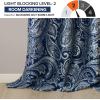 Madison Park Faux Silk Paisley Jacquard, Rod Pocket Curtain with Privacy Lining for Living Room, Kitchen, Bedroom and Dorm, 50 in x 18 in, Black Bead Trim(Navy Panel Pair)
