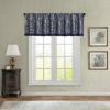 Madison Park Faux Silk Paisley Jacquard, Rod Pocket Curtain with Privacy Lining for Living Room, Kitchen, Bedroom and Dorm, 50 in x 18 in, Black Bead Trim(Navy Valance)