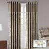 Madison Park Faux Silk Paisley Jacquard, Rod Pocket Curtain with Privacy Lining for Living Room, Kitchen, Bedroom and Dorm, 50 in x 18 in, Black Bead Trim(Taupe Panel Pair)