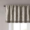 Madison Park Faux Silk Paisley Jacquard, Rod Pocket Curtain with Privacy Lining for Living Room, Kitchen, Bedroom and Dorm, 50 in x 18 in, Black Bead Trim(Taupe Valance)