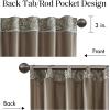 Madison Park Faux Silk Paisley Jacquard, Rod Pocket Curtain with Privacy Lining for Living Room, Kitchen, Bedroom and Dorm, 50 in x 18 in, Black Bead Trim(Taupe Panel Pair)