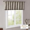 Madison Park Faux Silk Paisley Jacquard, Rod Pocket Curtain with Privacy Lining for Living Room, Kitchen, Bedroom and Dorm, 50 in x 18 in, Black Bead Trim(Taupe Bead Trim Valance)