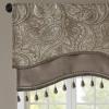 Madison Park Faux Silk Paisley Jacquard, Rod Pocket Curtain with Privacy Lining for Living Room, Kitchen, Bedroom and Dorm, 50 in x 18 in, Black Bead Trim(Taupe Bead Trim Valance)