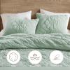 Madison Park Floral Jersey Comforter Set, Puffy Cloud Queen Size Comforters Crinkled Farmhouse Rustic Shabby Chic Bedding Set, Ultra-Soft All Season Down Alternative, Sage Green 3-Piece(Sage Green)