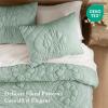 Madison Park Floral Jersey Comforter Set, Puffy Cloud Queen Size Comforters Crinkled Farmhouse Rustic Shabby Chic Bedding Set, Ultra-Soft All Season Down Alternative, Sage Green 3-Piece(Sage Green)