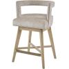 Madison Park Glenwood Upholstered Swivel Counter Stools, Height Kitchen Chair, Solid Wood, Bronze Metal Kickplate Footrest, Back Support, Pipped Fabric, Dining Room Accent Furniture, Cream(Glenwood)
