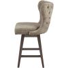 Madison Park Glenwood Upholstered Swivel Counter Stools, Height Kitchen Chair, Solid Wood, Bronze Metal Kickplate Footrest, Back Support, Pipped Fabric, Dining Room Accent Furniture, Cream(Hancock Camel/Brown)