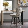 Madison Park Glenwood Upholstered Swivel Counter Stools, Height Kitchen Chair, Solid Wood, Bronze Metal Kickplate Footrest, Back Support, Pipped Fabric, Dining Room Accent Furniture, Cream(Hancock Camel/Brown)