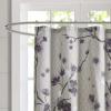 Madison Park Holly Modern Cotton Fabric Long Shower Curtain , Floral Shower Curtains for Bathroom , 72 X 72 , Grey/Purple Taupe(72″W x 72″L (Pack of 1))