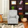 Madison Park Kirby Recliner Chair – Solid Wood, Plywood, Rolled Back Button Tufted Accent Armchair Modern Classic Style Family Room Sofa Furniture, Grey(Grey)