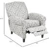 Madison Park Kirby Recliner Chair – Solid Wood, Plywood, Rolled Back Button Tufted Accent Armchair Modern Classic Style Family Room Sofa Furniture, Grey(Grey)