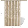 Madison Park Laurel Semi-Sheer Black Shower Curtain – Lightweight Faux Silk Fabric, 72×72 in, Light Filtering, Modern Style Bathroom Curtain Textured Tufting Detail Modern Mid-Century Bathroom Decor(Ivory)