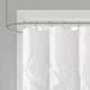 Madison Park Laurel Semi-Sheer Black Shower Curtain – Lightweight Faux Silk Fabric, 72×72 in, Light Filtering, Modern Style Bathroom Curtain Textured Tufting Detail Modern Mid-Century Bathroom Decor(White)