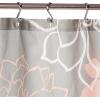 Madison Park Lola 100% Cotton Shower Curtain, Casual Large Floral Design, Modern Bathroom Decor, Machine Washable, Fabric Privacy Screen 72×72″, Grey/Peach(Grey/Peach)