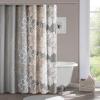 Madison Park Lola 100% Cotton Shower Curtain, Casual Large Floral Design, Modern Bathroom Decor, Machine Washable, Fabric Privacy Screen 72×72″, Grey/Peach(Grey/Peach)