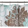 Madison Park Lola 100% Cotton Shower Curtain, Casual Large Floral Design, Modern Bathroom Decor, Machine Washable, Fabric Privacy Screen 72×72″, Grey/Peach(Blue/Brown)