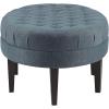 Madison Park Martin Oval Surfboard Tufted Cocktail Ottoman Soft Fabric, All Foam, Wood Frame Modern Coffee Table Living Room Lounge Furniture, Linen, 48″W x 27.5″D x 18″H(Blue)